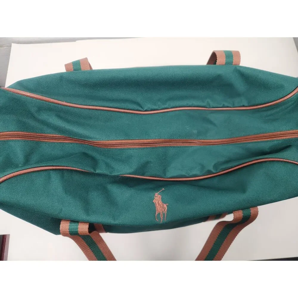 Vintage Polo Ralph Lauren 90s Green Canvas Duffle Weekender Bag